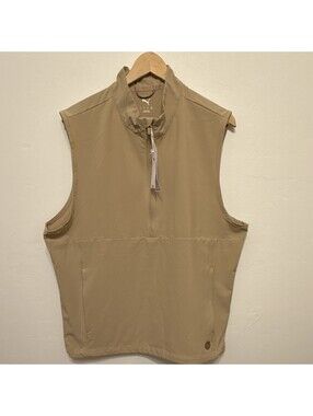 NWT PUMA Golf Full Zip Vest Men’s Large Beige Tan Lightweight Sleeveless Jacket
